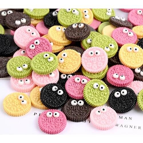 6colors Cartoon Fake Cookies Charms Kid Gift 6pcs Flat Back Glue Set 19mm Cookie Charm Jewelry Decoration Croc Handmade Findings
