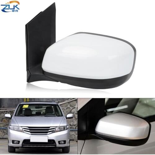 ZUK Exterior Car Side Mirror Assy For HONDA CITY GM2 2009-2014 Outside Rearview Mirror Assembly 3-PINS Without Turn Signal Lamp