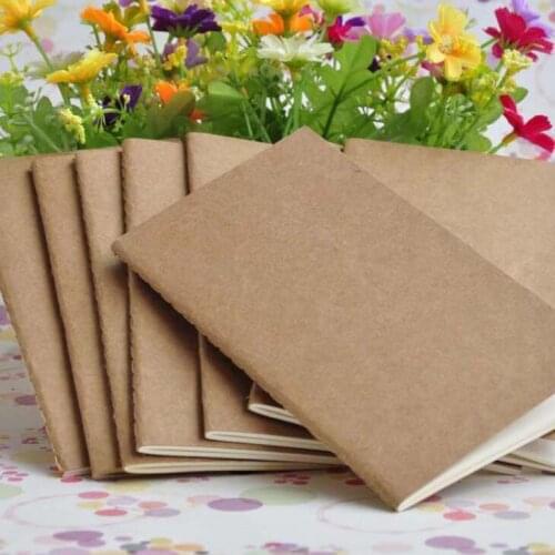 Kraft Notebook Unlined Blank Books Travel Journals for Students School Children Writing Books 8.8*15.5cm LX2323