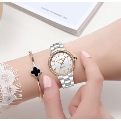 SUNKTA White Ceramic Women Watch Top Brand Luxury Fashion Simple Waterproof Watches women Bracelet Quartz Watch Relogio Feminino