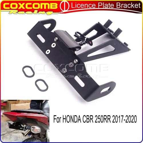 Motorcycle Black CNC Number Registration Licence Plate Holder Tail Tidy Frame Fender For HONDA CBR250RR CBR 250 2017-2020