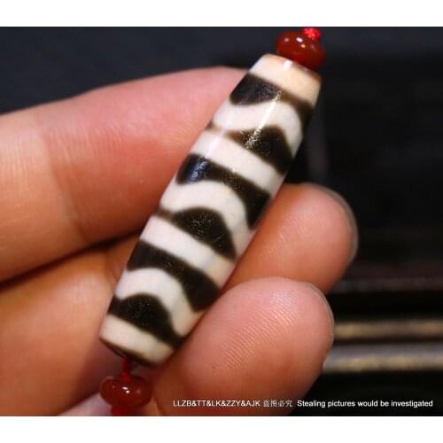 Energy Power Tibetan Old Agate 3 Layer Water Wave Rich totem dZi Bead Amule Up04 Timestown UPD22