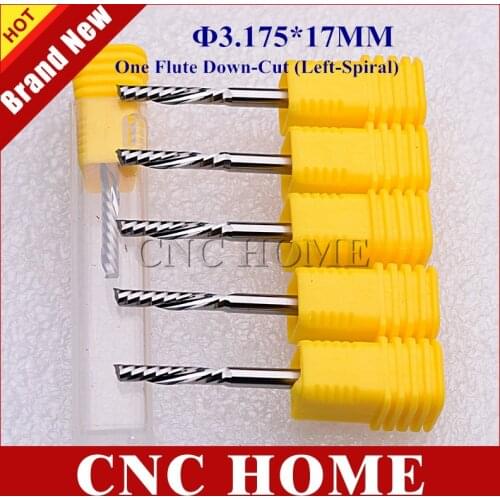 10pcs 3.175x17MM One Flute DOWN Milling Cutter Left-Handed Carbide CNC Router Bits for Cutting Millinging MDF Wood Plastic PVC