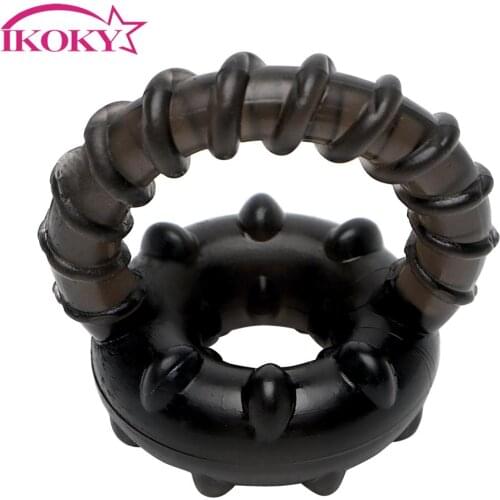 IKOKY Sex Toys for Men Cock Ring Extender Male Erection Stretcher Enlargement Delay Ejaculation Dual Penis Ring