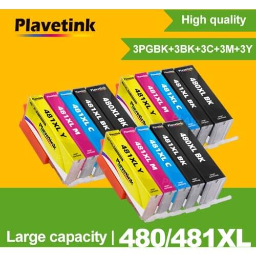 Plavetink Compatible For Canon PGI480 CLI481 480 481 XL Full Ink Cartridge For Canon TS8140 TS8240 TS8340 TS9140 Printer