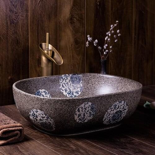 Jingdezhen Bathroom ceramic sink wash basin Porcelain Counter Top oval ceramic Wash Basin Bathroom Sinks