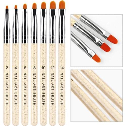 7Pcs Professional Manicure UV Gel Brush Pen Transparent Acrylic Nail Art Painting Drawing Brush Phototherapy Tools