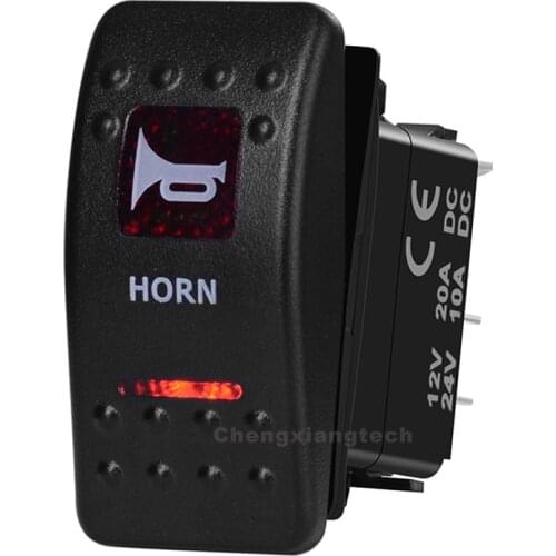 Horn Car Boat SPST Momentary Rocker Toggle Switch Red Led 5 Pins (On) Off 12V 20A 24V 10A for Carling ARB Narva 4x4 Style