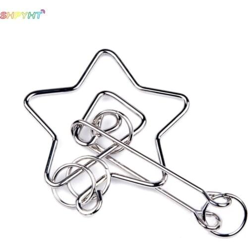 Classic IQ Metal Wire Puzzle Baffling Brain Teaser Magic Rings Puzzles Game Toys for Adults Children amusing