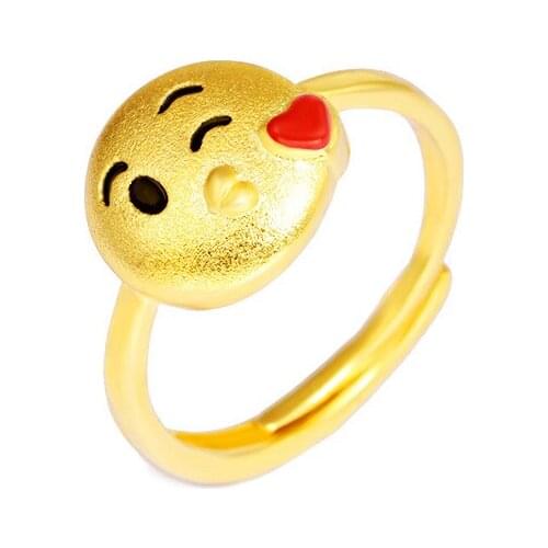 Lovely Smile Rings 18K Gold Boys Girls Student Creative Finger Ring Opening