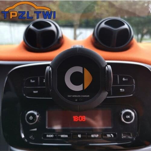 L Infrared Sensor Automatic Qi Fast Wireless Car Phone Charger Holder For Smart 453 fortwo Smart 451 Smart 453 forfour