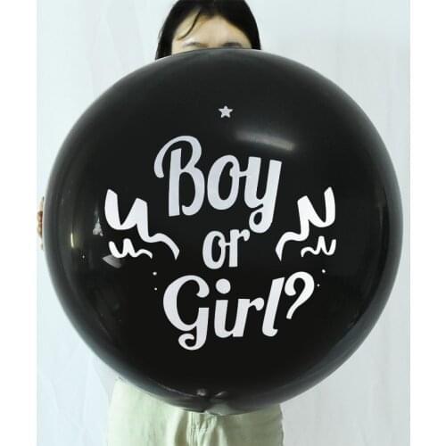 Black Gender Reveal Balloon Boy or Girl Gender Reveal Party Latex Balloons Baby Confetti Baloon Decorations Supplies 36 Inch