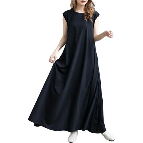 Summer Boho Long Dress Breathable O-neck Women Outfits Sleeveless Long Maxi Dress Evening Party Beach Dresses Women Sundress