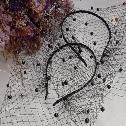 Bridal Fashion Party dress Headband Style Bridal Hat Net Birdcage Face Veil Charming Pearl Elegant Womens Wedding Accessories