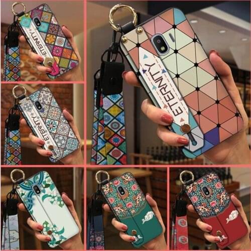 Soft Lanyard Phone Case For Samsung Galaxy J2 Pro 2018/J2 2018/SM-J250F Chinese Style Wrist Strap