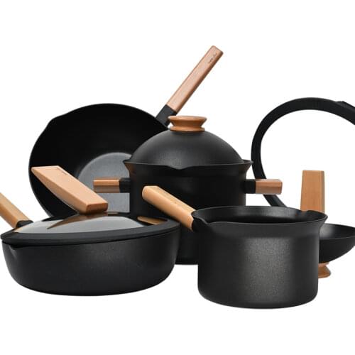 Non stick cooking pot set Removable Flat pan With Lid pots and pans set Kitchen cookware pot for cooking cookware set Frying pan