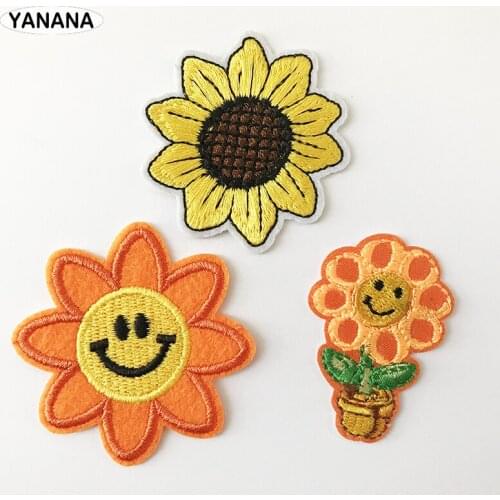 Sunflower Beautiful flowers plant Embroidered Iron on stickers DIY individual personality Clothing