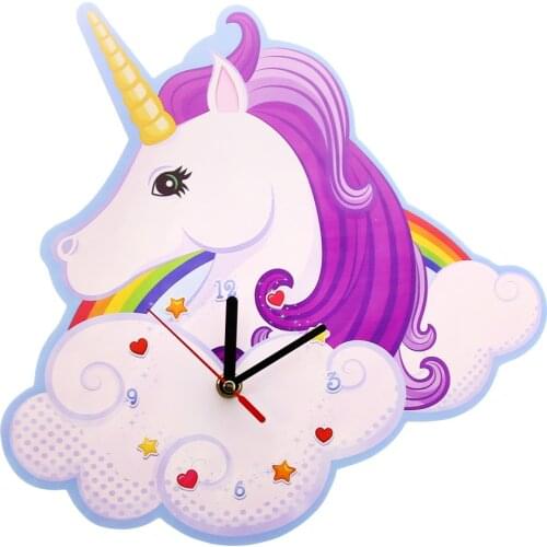 Unicorn Wall Clock Unicorn and Rainbow Decor Magic Clock Creative Art Wall Decoration Time Clock For Kids Girls Her