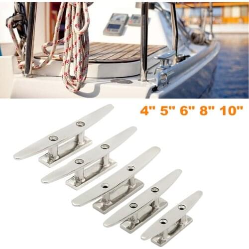 Low Flat Cleat 316 Stainless Steel 2 Hole Hardware For Marine Boat Deck Rope Tie 4" 5" 6" 8" 10" for All Chandlery Application