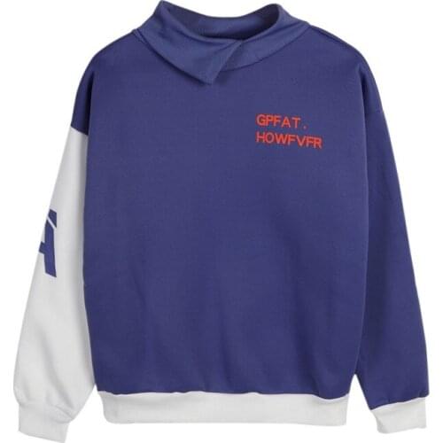 Wholesale Autumn Winter Letter Print Women Fake Two Piece Sweatshirt Casual Turtleneck Long Sleeve Couple Sweatshirts New