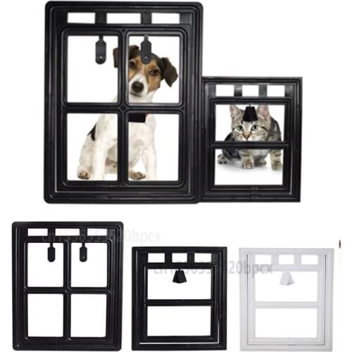 Two-way Entry and Exit Pet Doors Lockable Plastic Screen Flap Doors Dog Tunnels Fences Universal Dog Entry Exit Screen Doorses