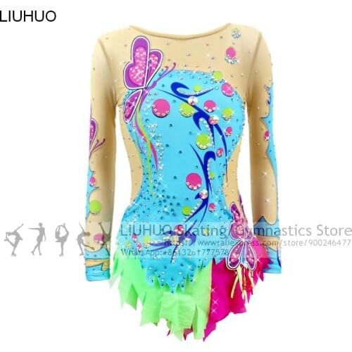 LIUHUO Ice Skating Dress Girls Rhythmic Gymnastics Leotards Kids Performance Womens Dance Dress Customized Costumes