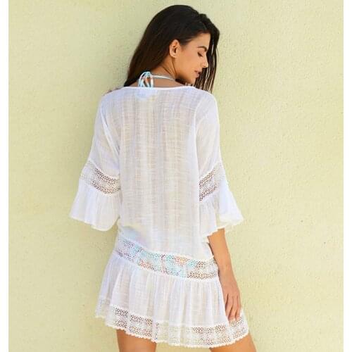 Beach Cover Up Swimwear Women Cover Ups Lace Beach Dress Tunic Tassel Crochet Bathing Suit Cover Ups Pareo De Plage Beachwear