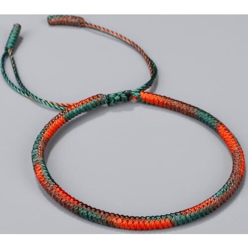 Tibetan Buddhist Handmade Knots Lucky Rope Bracelets For Women Men Buddhism Braided Gradient Bangle Jewelry For Men