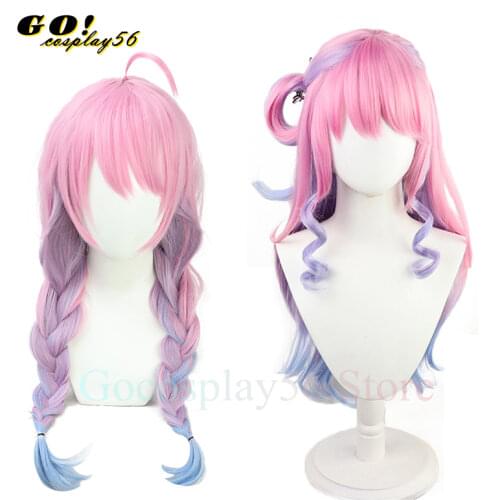 VTuber Himemori Luna Wig Hololive Girls Youtuber Cosplay Gradient Pink Blue Purple Long Curly Girls Heat Resistant Hair