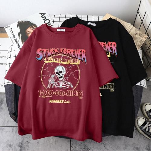 Y2K pullover T-shirt skull print loose casual gothic style Vintage shirt top Harajuku black casual street T-shirt