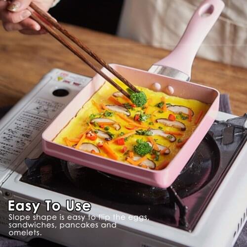 Frying Pan Japanese Tamagoyaki Omelette Pink NonStick Pan Fry Egg Pan Pancake Kitchen Pot For Gas Induction Cooker Breakfast Pot