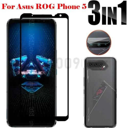 3-in-1 Glass Case For Asus ROG Phone 5 I005DA I005DB ZS673KS Case Soft Shockproof Phone Cover For Asus ROG Phone 5 Pro Ultimate