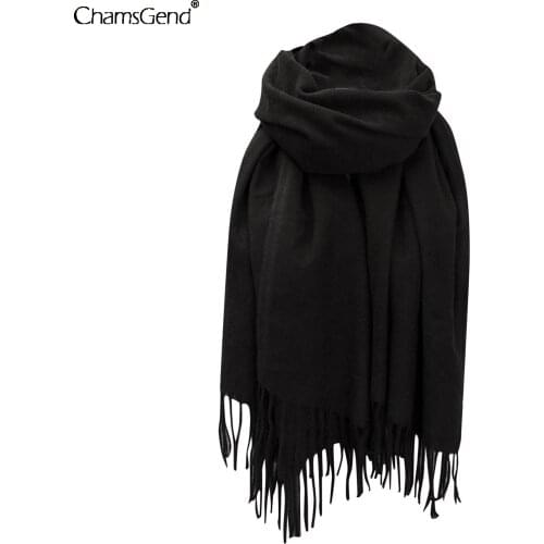 Womens Long Solid Tassel Scarf Winter Warm Cashmere Pashmina Neck Wraps Face Cover Stole Shawl Pure Color Women Scarves