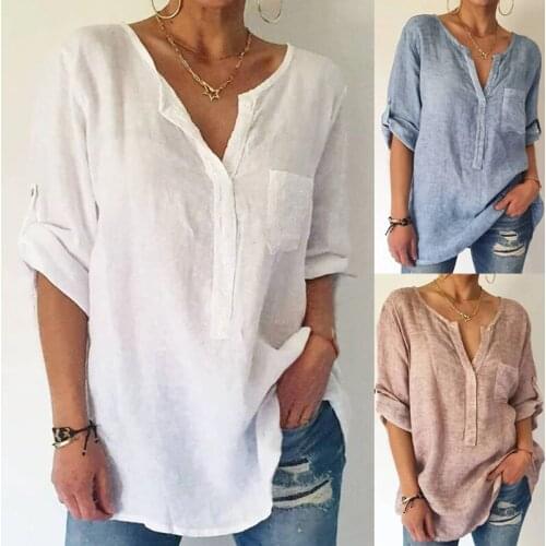 Summer Loose Elegant Pullover Shirts For Women Street Style Lady Fashion Casual Tops Woman V Neck Short Sleeve Vintage Blouse