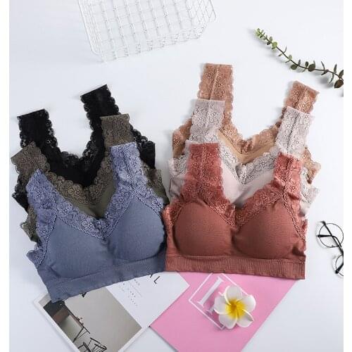 Anewmorn Seamless Lace Sexy Camisole Tube Top Sexy Breathbale Chest Wrap Solid Lingerie For Women Knitted Underwear