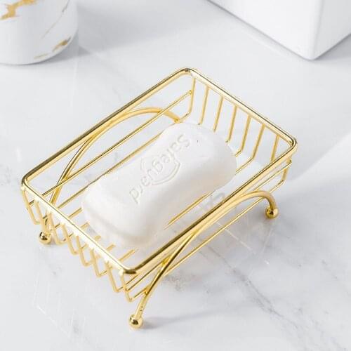 Gold No Drilling Toilet Basin Soap Holders Dishes Drainer Wall Mounted Bathroom Shelve Storage Drainage Rack Kitchen Accessories