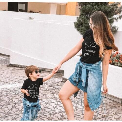 1pcs All I Need Is You and Me Matching Mother and Baby Tees Mom and Me Matching Outfits Summer Short Sleeve Family Match Look