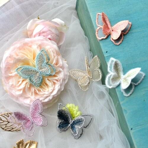10piece Eugen yarn gold thread embroidery double butterfly small cloth stickers subsidies skirt decoration materials