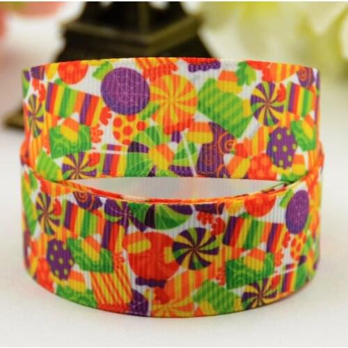 22mm 25mm 38mm 75mm Ruban satin Halloween Candy Cartoon Character printed Grosgrain Ribbon party decoration 10 Yards X-01048