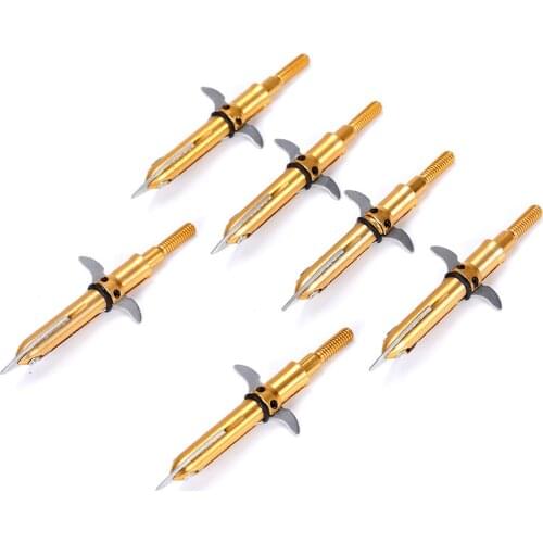 3/6/12/24pcs New Archery Broadheads Golden 105grain Arrow Heads 2 Expandable blade stainless steel arrow point Tips
