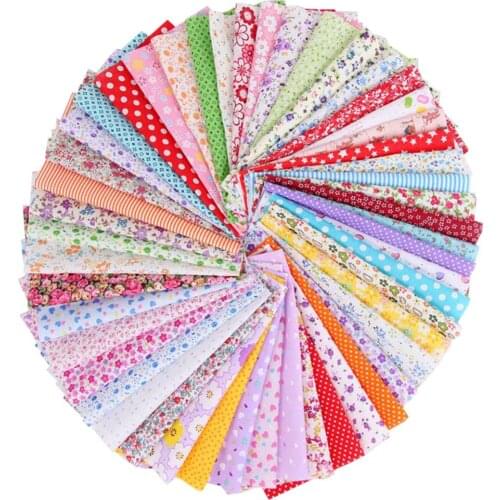 50pcs Printed Cotton Different Pattern Fabric Patchwork Craft Cotton DIY Craft Sewing Scrapbooking Quilting Dot Pattern 10x10cm