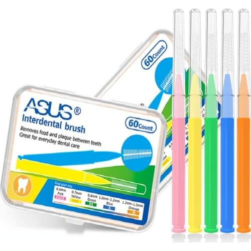 60Pcs 0.6-1.5mm Interdental Brushes Health Care Tooth Push-Pull Removes Food And Plaque Better Teeth Oral Hygiene Tool