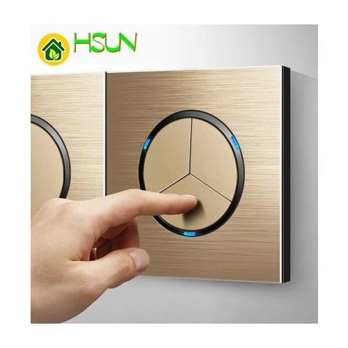 86 champagn aluminum alloy 1 2 3 4 gang 1 2 way panel Switch socket Europe Industry Switch France Germany UK US socket