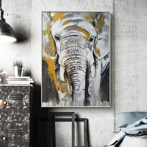Abstract Animals Oil Painting Modern Elephant Wall Art on Canvas Quadro Prints Painting Wholesale Canvas Art Pictures No Frame