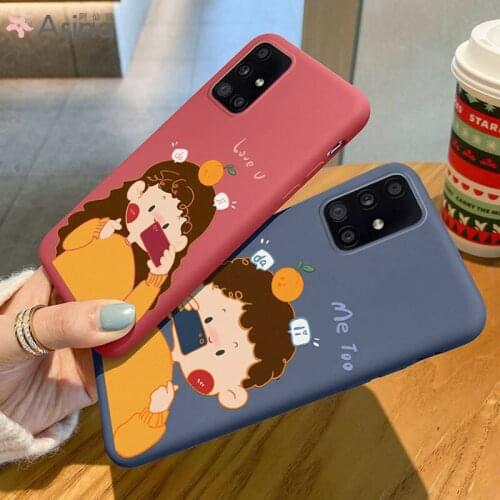 ASINA Cute Cartoon Case For Samsung Galaxy A51 A71 A70 A20 21 A90 Soft Liquid Silicone Couple Cover For Samsung M30s Funda Coque