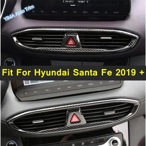 Lapetus Auto Center Air AC Vent Outlet / Warning Light Cover Trim For Hyundai Santa Fe 2019 - 2021 Matte / Carbon Fiber Interior