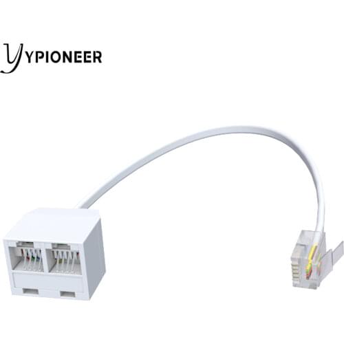 YPioneer T10023 White Telephone Splitter RJ11 6P4C 1 Male to 2 Female Adapter RJ11 to RJ11 Separator