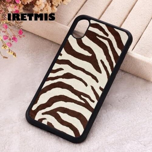 Iretmis 5 5S SE 2020 Phone Cover Case for iPhone 6 6S 7 8 Plus X Xs XR 11 12 Mini Pro Max Rubber Silicone Brown Zebra Print