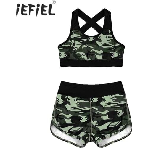 Kids Clothes Summer Fashion Sport Suit U Neck Open Back Tanks Top Ballet Dance Gym Yoga Workout Vest+Bottoms Shorts Girl Clothes