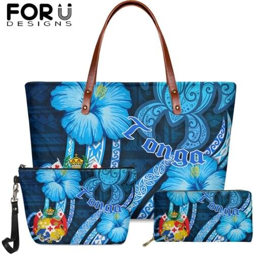 FORUDESIGNS Samoa Tonga And Hibiscus Flower Design Casual Tote Bag for Women Large Capacity Handbags Ladies Travel Bags Bolsas